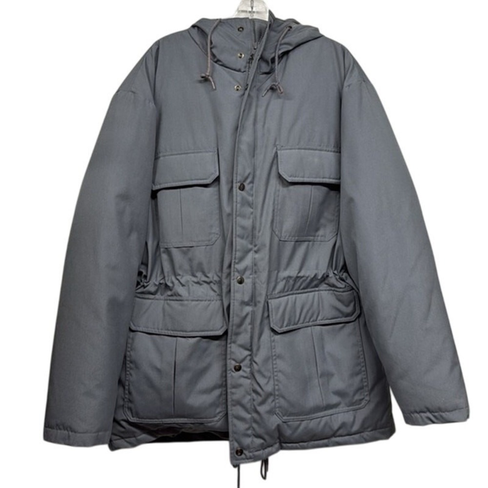 Men's New Turtle Bay Goose Down Zip Button Up Hood Gray Winter Warm Coat Size XL